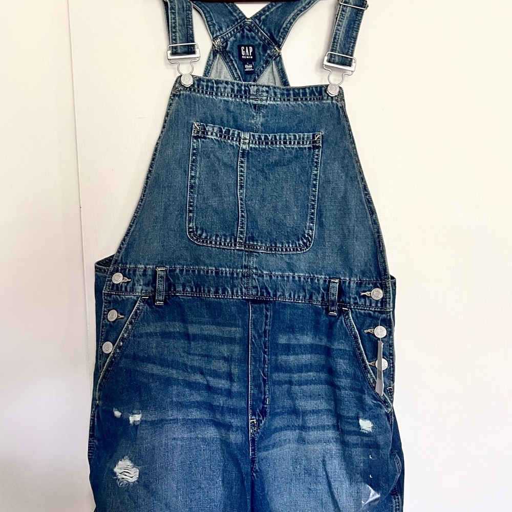 Women’s GAP Classic Blue Denim Overalls size Large